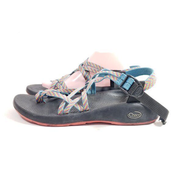 Chaco Womens Size 11 Z/2 Classic Sandals Rainbow Straps Adjustable Webbing - Picture 3 of 8